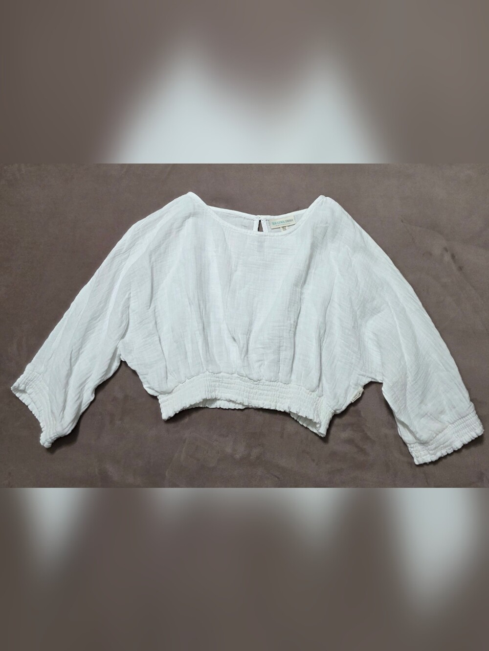 SeaVees White Cropped Gauze Pullover Top